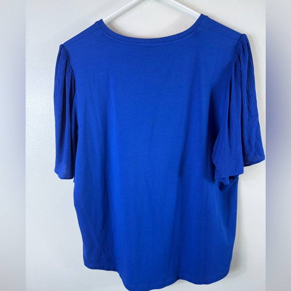 Chicos‎ Womens Blouse Blue NWT Size 2 V-Neck Gauze Flutter Sleeve Officewear - Picture 6 of 8